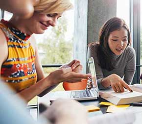 diverse group of students studying together