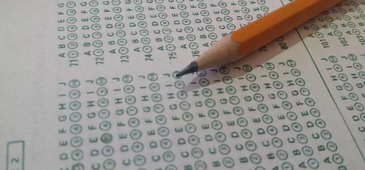 no 2 pencil atop an MCAT test sheet