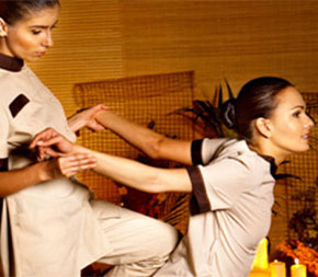 client receiving breema therapy treatment